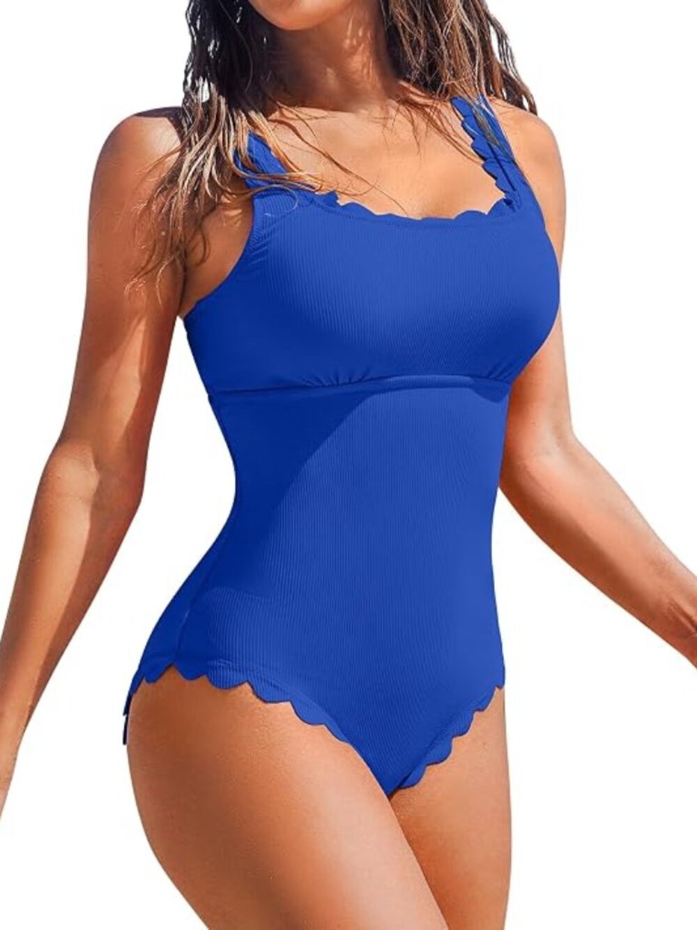 Scalloped Ribbed One Piece Swimsuit - NWOT - Large